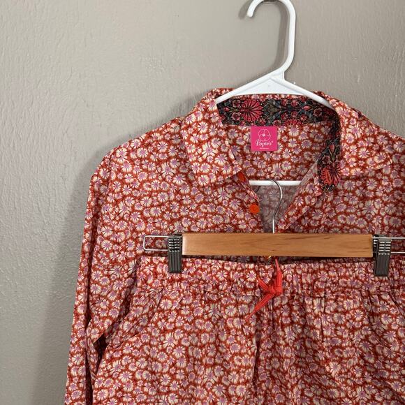 NWT POPIES BOUTIQUE Set With Liberty Fabric Orange and Pink Size M/XL light - Picture 3 of 8